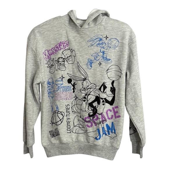 Space Jam Looney Tunes Gray Hoodie Sweatshirt Size XS - Picture 2 of 10